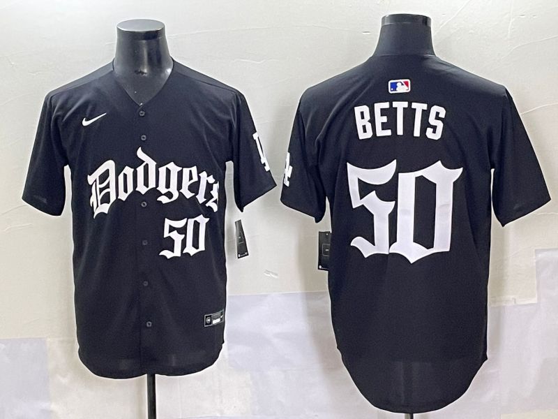 Men 2025 Los Angeles Dodgers #50 Betts Black Seventh generation Joint Name Nike MLB Jersey style 8